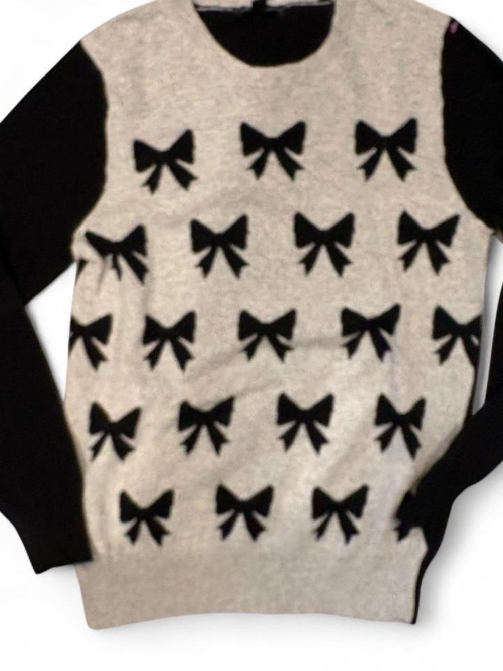 J. Crew Black & Cream Bow-Accent Crewneck Sweater